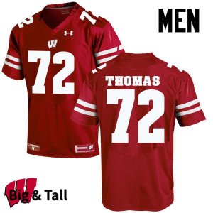 Men's Wisconsin Badgers NCAA #72 Joe Thomas Red Authentic Under Armour Big & Tall Stitched College Football Jersey JA31W02RO